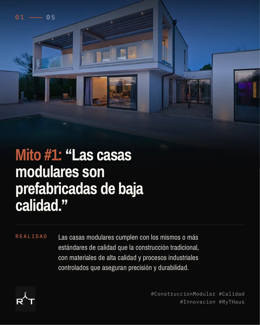 Infografía: mito 1 sobre la calidad de las casas modulares, RyT Haus
